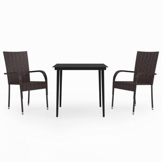Berkfield Home 3 Piece Garden Dining Set Brown & Black
