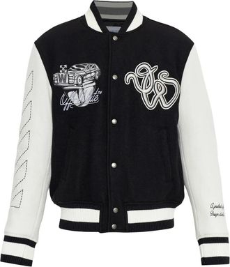 Off-white Bomberjack - Heren - Bomber jackets - Zwart - 2XL - Wol - Jassen