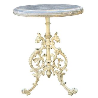 Wanderlust Deco Mesa auxiliar de metal Blanco y Dorado 35x35x53h cm