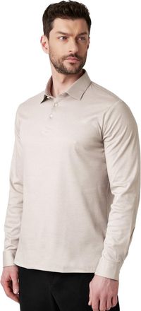DeSoto katoenen poloshirt Desoto Kent beige effen slim fit