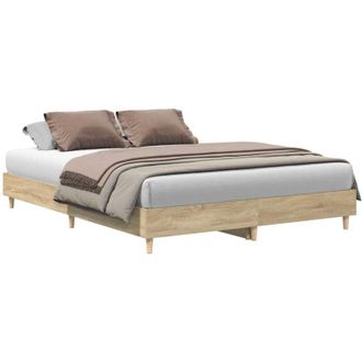 vidaXL Bed Frame No Mattress Sonoma Oak 140x200 cm Engineered Wood Vidaxl