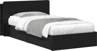 vidaXL Estructura De Cama Con Almacenamiento Negro 90 X 190 Cm Vidaxl