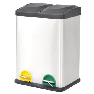 vidaXL Vidaxl - Cubo De Reciclaje Y Basura Con Pedal Acero Inoxidable 36 L