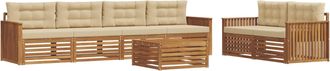 vidaXL Conjunto De Sof&aacute;s De Exterior 7 Uds. Natural Y Beige Vidaxl
