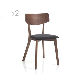 tomasucci Varm Dark Wood Chairs Set of 2, Walnut/Dark Grey