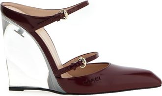 Gucci Multicolor Leather Wedge Womens Sandals