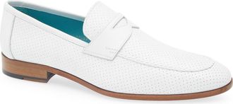 Mezlan Cueva Perforated Penny Loafer in White at Nordstrom, Size 10
