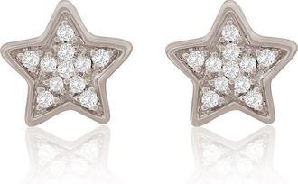 Suzy Levian 14K Rose Gold.06 cttw Pave Diamond Star Stud Earrings