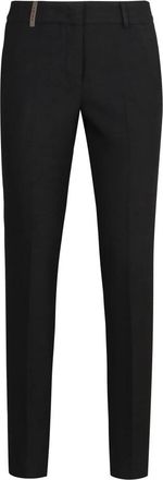 PESERICO Slim Katoenen Broek - Dames - Slim Fit Broeken - Zwart - 2XL - Katoen - Broeken
