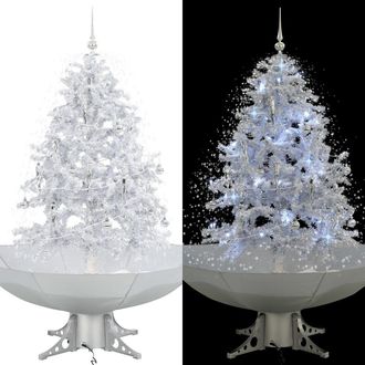 vidaXL &Aacute;rbol De Navidad Con Nieve Con Base En Paraguas Blanco 140 Cm Vidaxl