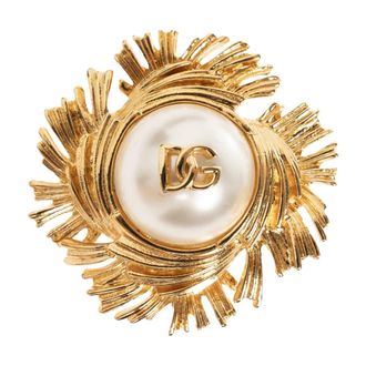 Dolce & Gabbana Clip-oorbellen met glazen parel - Dames - Oorbellen - Geel - ONE Size - Accessoires