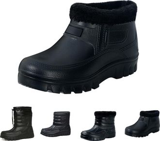 Generic mens short wellies Snow Boots Mens Wide Fit Waterproof Wide Fit Winter Shoes UK Fur Lined Thermal Wellies Slip On Wellington Walking Boots Short Welli