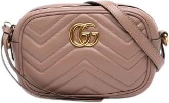 Gucci Pre-owned Vintage Quilted Crossbody Bag - Dames - Vintage Schoudertas - Bruin - ONE Size - Leer - Vintage