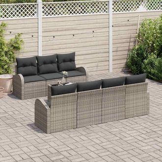vidaXL Vidaxl - Conjunto De Sof&aacute; De Jard&iacute;n Con Coj&iacute;n 8 Pcs Gris 55 X 55 X 37 Cm