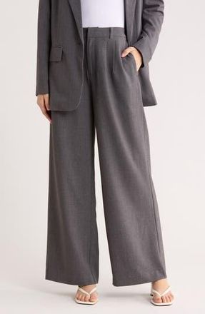 Leith Wide Leg Pants in Grey Charcoal Heather at Nordstrom Rack, Size 10