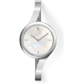 Vanna Claire Gemstone Watch in White Pearl-Silver at Nordstrom