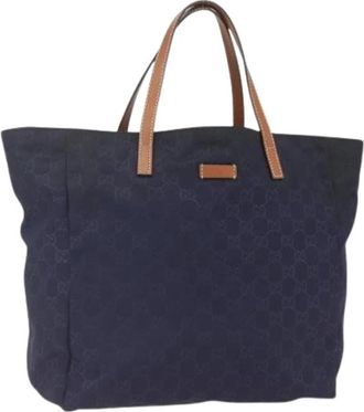 Gucci Pre-owned Vintage Tote Bag - Dames - Vintage Shopper - Blauw - ONE Size - Nylon - Vintage