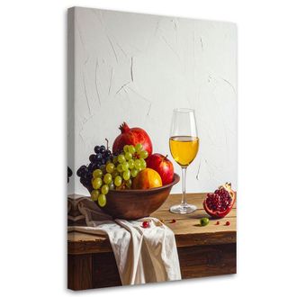 Feeby Cuadro En Lienzo, Naturaleza Muerta Con Frutas Y Vino, 80x120