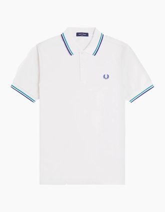 Fred Perry Mens Fred Perry Twin Tipped Polo Shirt Snow White/Deep Mint/Soho Eclipse - Size: 44