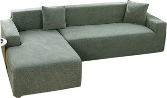 OEM Funda De Sof&aacute; Hidr&oacute;fuga Por Secci&oacute;n - Estampado De Hojas Jacquard Azul Brillante - 4 Plazas 235-300 Cm - 1 Pieza