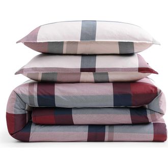 Tommy Hilfiger Prospect Park Plaid Cotton Percale Comforter & Shams Set in Eggshell White/Blue/Red at Nordstrom, Size Twin