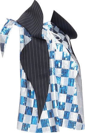 Comme Des Gar&ccedil;ons Comme Des Garcons Checkered Sequin Wool Trim Vest