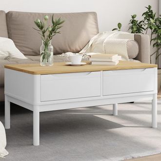 Berkfield Home Coffee Table FLORO White 99x55.5x45 cm Solid Pine Wood
