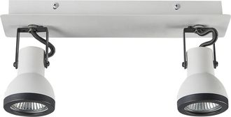 Beliani L&aacute;mpara de 2 focos ajustable metal blanco