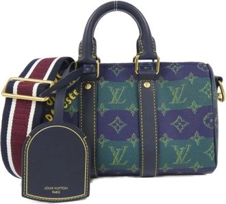 Louis Vuitton Blue Coated Canvas Boston Bag (Pre-Owned)