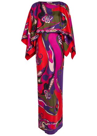 Pucci Layered Printed Silk Maxi Dress - Multicoloured 1 - 42 (UK10 / S)