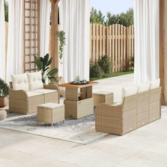 vidaXL Conjunto De Sof&aacute; De Jard&iacute;n 8 Pcs Beige Rat&aacute;n Sint&eacute;tico Vidaxl