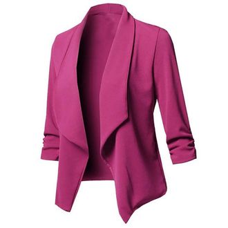 Generic Jacket Womens Sporty Elegant Blazer Short for Dress Womens Jackets Spring Blazer Large Sizes Lightweight Summer Jacket 3/4 Sleeve Cardigan Slim Fit Bu