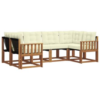 vidaXL Conjunto De Sof&aacute;s De Exterior Con Coj&iacute;n 6 Pcs Natural Y Crema Vidaxl