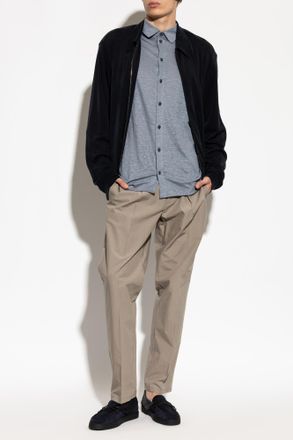 Emporio Armani Cotton Trousers With Tapered Legs, Mens, Grey