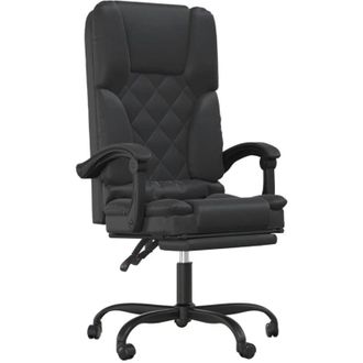 vidaXL Silla De Oficina Reclinable Masaje Cuero Sint&eacute;tico Negro Vidaxl