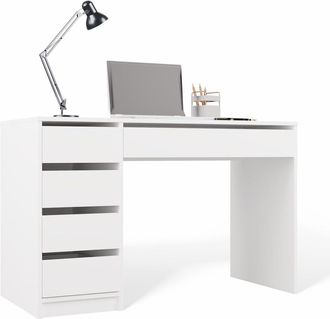 Topeshop Arto - Scrivania - 5 Cassetti - 120 X 55 X 76,5 Cm - Bianco