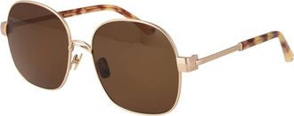 Sandro Accessoires, Dames, Geel, ONE Size, Gouden Ronde Dames Zonnebril