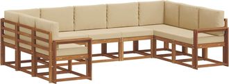 vidaXL Conjunto De Sof&aacute;s De Exterior 9 Uds. Natural Y Beige Vidaxl