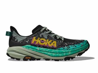 Hoka One One Womens Speedgoat 6 Running Shoes In Black/aloe Vera