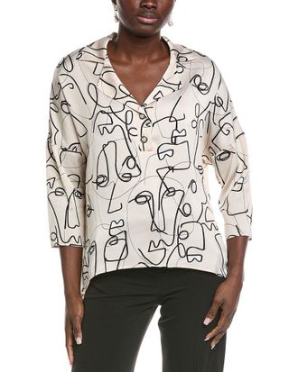 Joseph Ribkoff Abstract High-Low Blouse