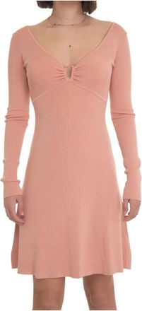 Guess Prachtig Mini Jurkje met V-hals - Dames - Korte kleedjes - Roze - L - Spandex - Kleedjes