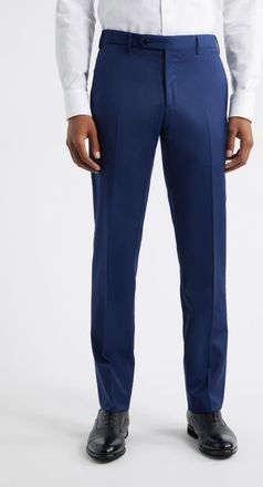 Zanella Parker Platinum Super 130s Gabardine Dress Pants in Dark Blue at Nordstrom, Size 32R