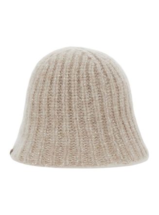 Brunello Cucinelli MCAP9A038 Knitted Diamond Yarn Beanie - Beige
