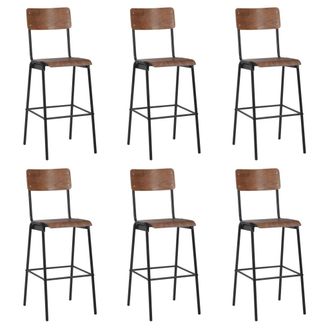 vidaXL Vidaxl - Taburetes De Cocina 6 Unidades Madera Contrachapada Y Acero