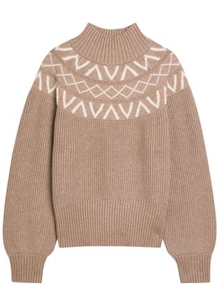 Varley Marcie Fair Isle Knit Jumper - Brown - XL (UK16 / XL)
