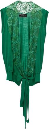 Dolce & Gabbana lace detail wool blouse - Green