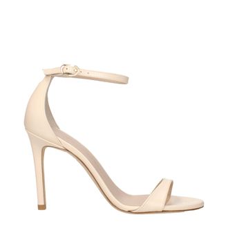 Stuart Weitzman Beige Leather Stiletto Heel Womens Sandals