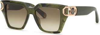 Philipp Plein SPP213M 0VAD Womens Sunglasses Green Size 53