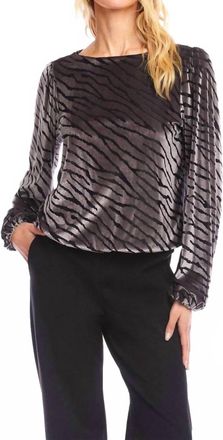 Karen Kane Blouson Sleeve Velvet Burnout Boatneck Top In Zebra