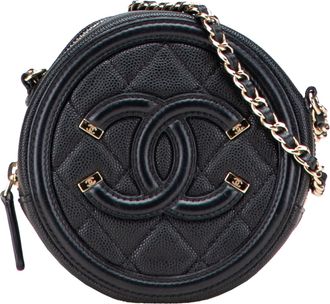 Chanel Pre-owned Womens Round Crossbody Bag - Black Leather - One Size